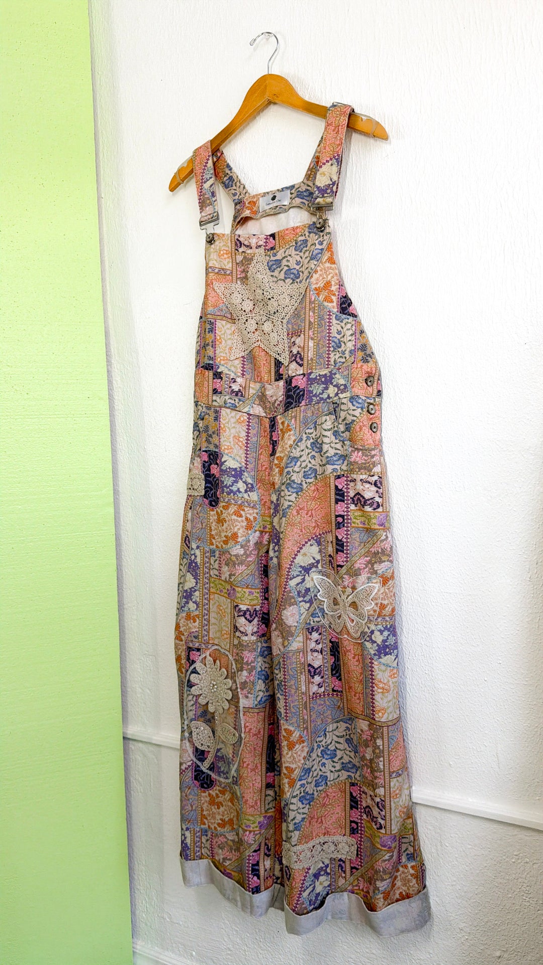 Colette Patch Denim Overall, Floral Multi