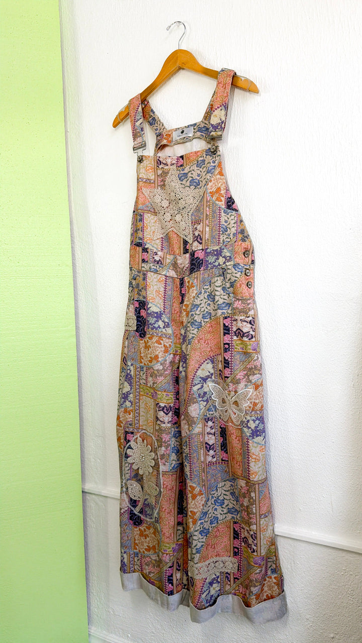 Colette Patch Denim Overall, Floral Multi