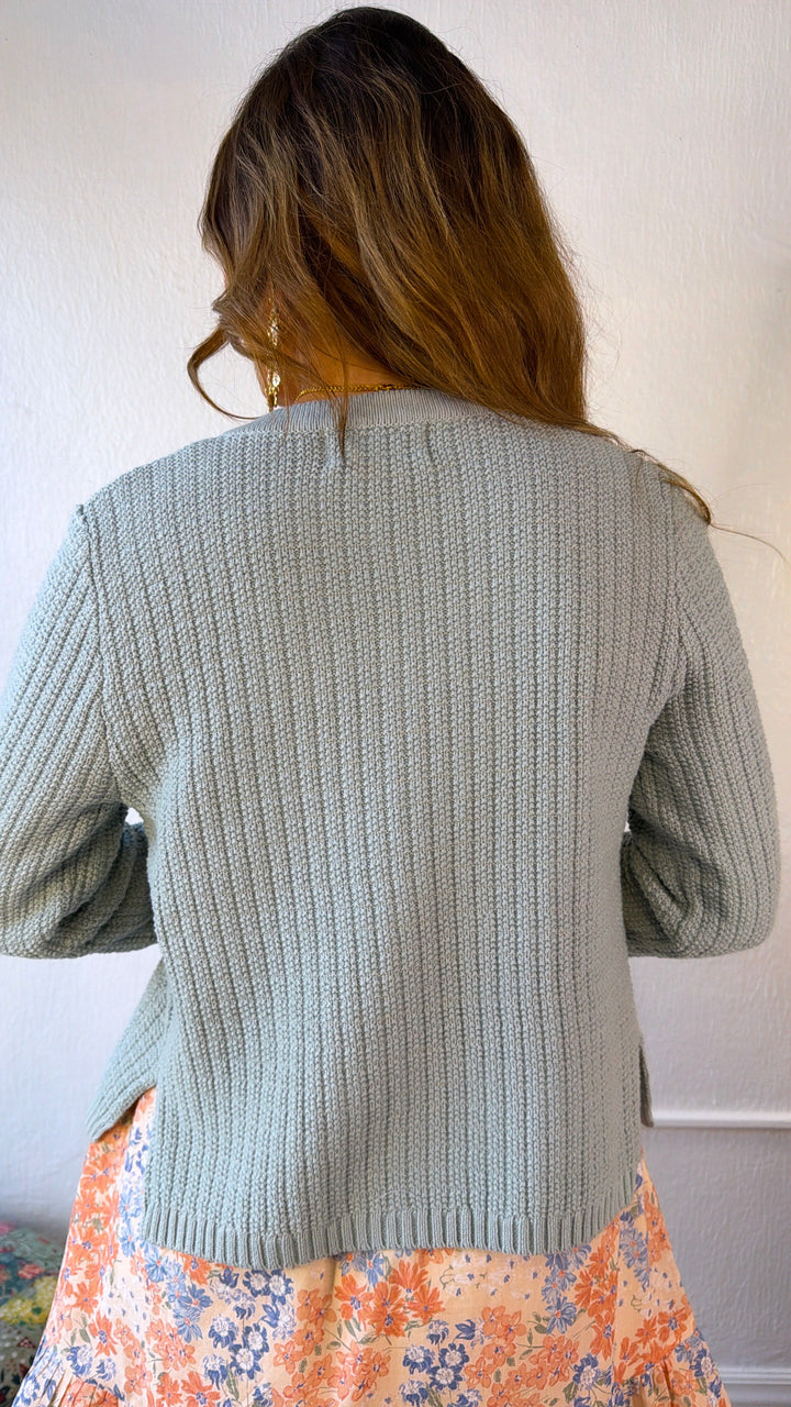 Hensley Chunky Knit Cardigan, Seafoam