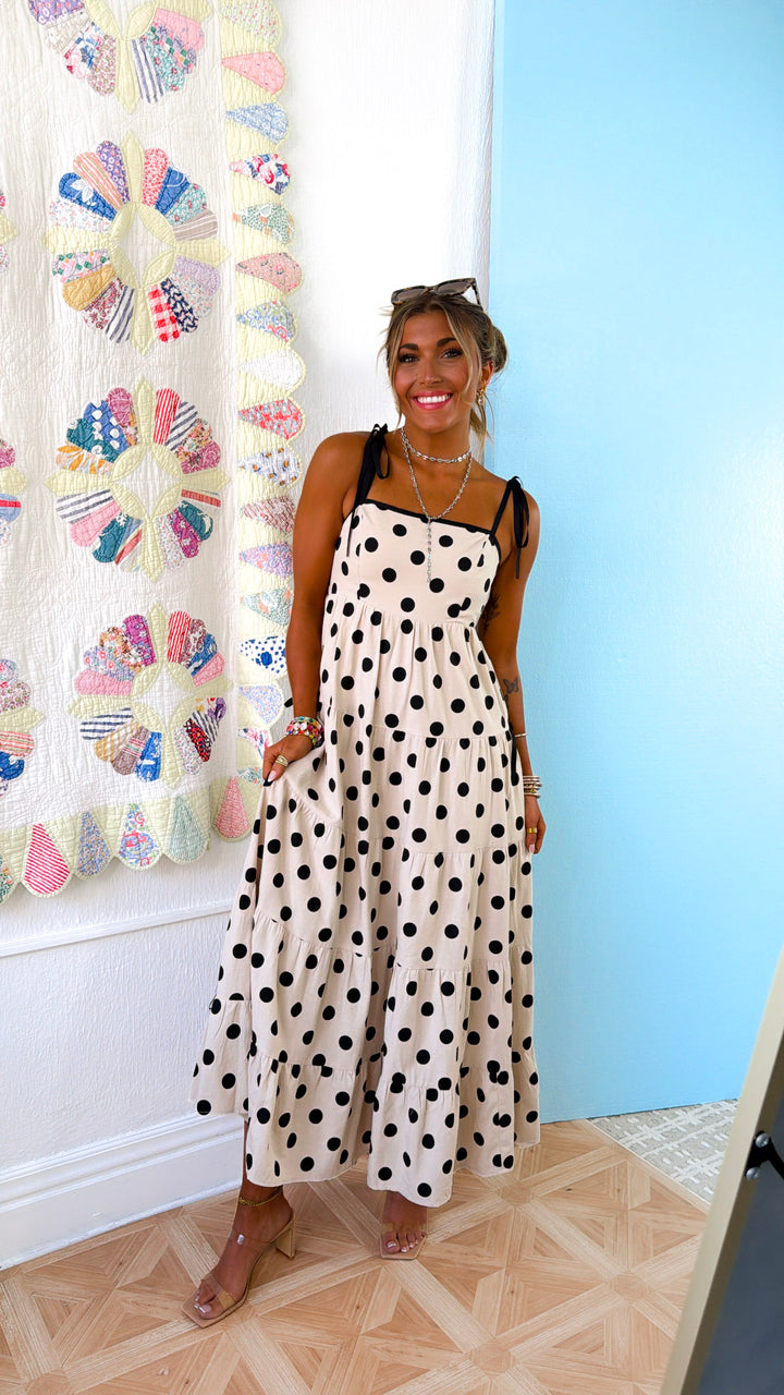 Summer Vows Midi Dress, Ecru/Black