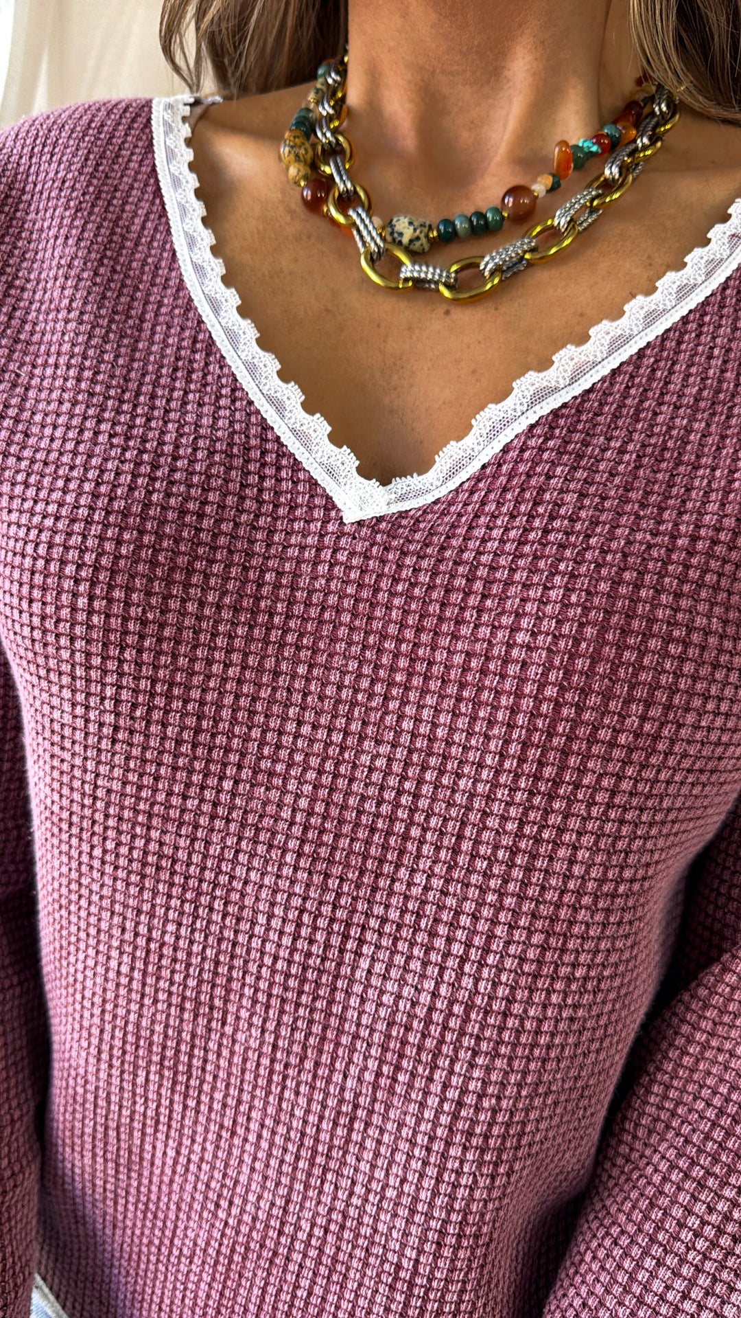 Adore You Waffle Knit Top, Blood Red