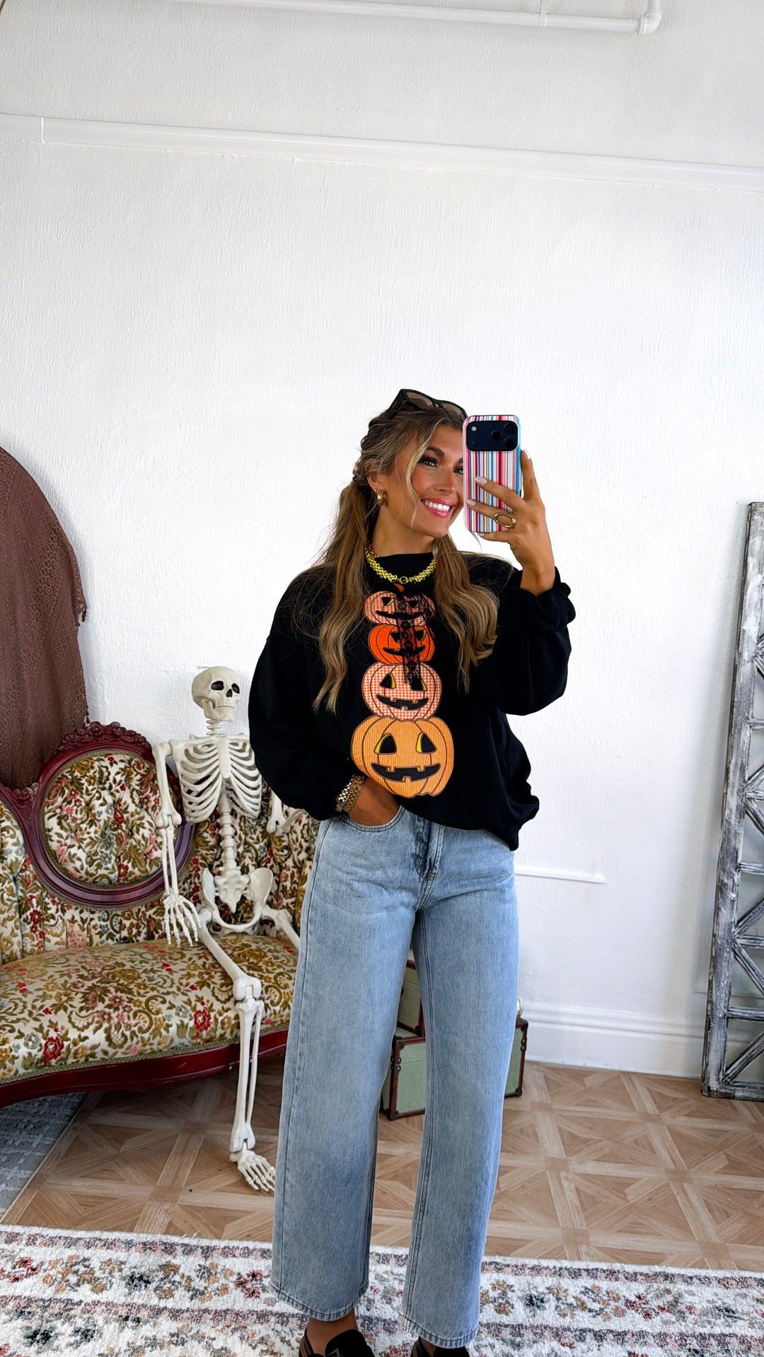 Pumpkin Patch Crewneck Sweatshirt, Black