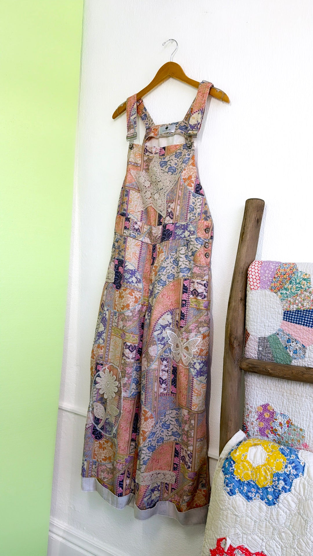 Colette Patch Denim Overall, Floral Multi