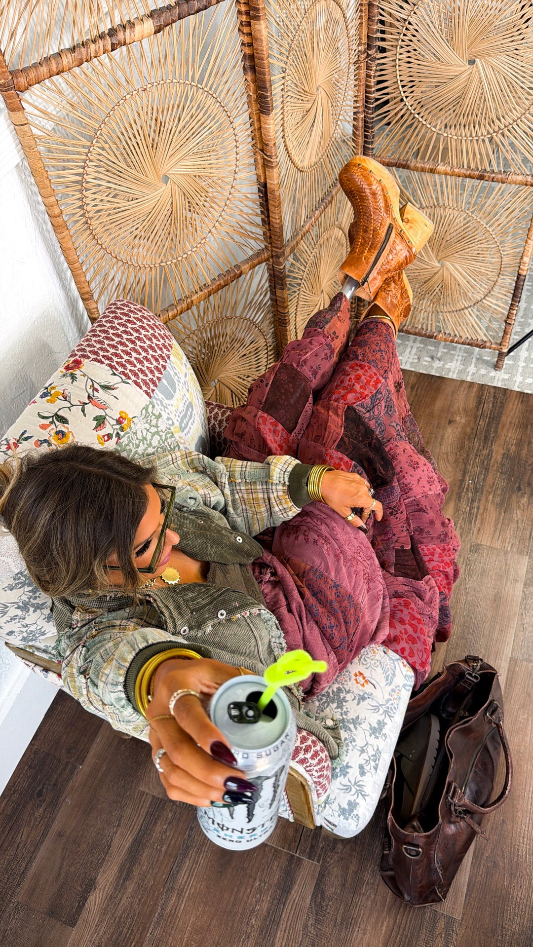 Waffle & Flannel Combo Jacket, Olive