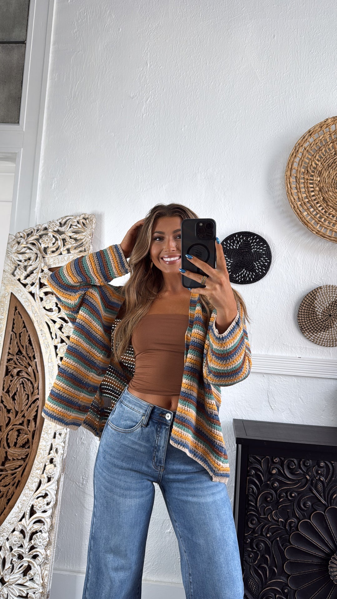 Homeroom Teacher Knit Cardigan, Yellow/ Multi