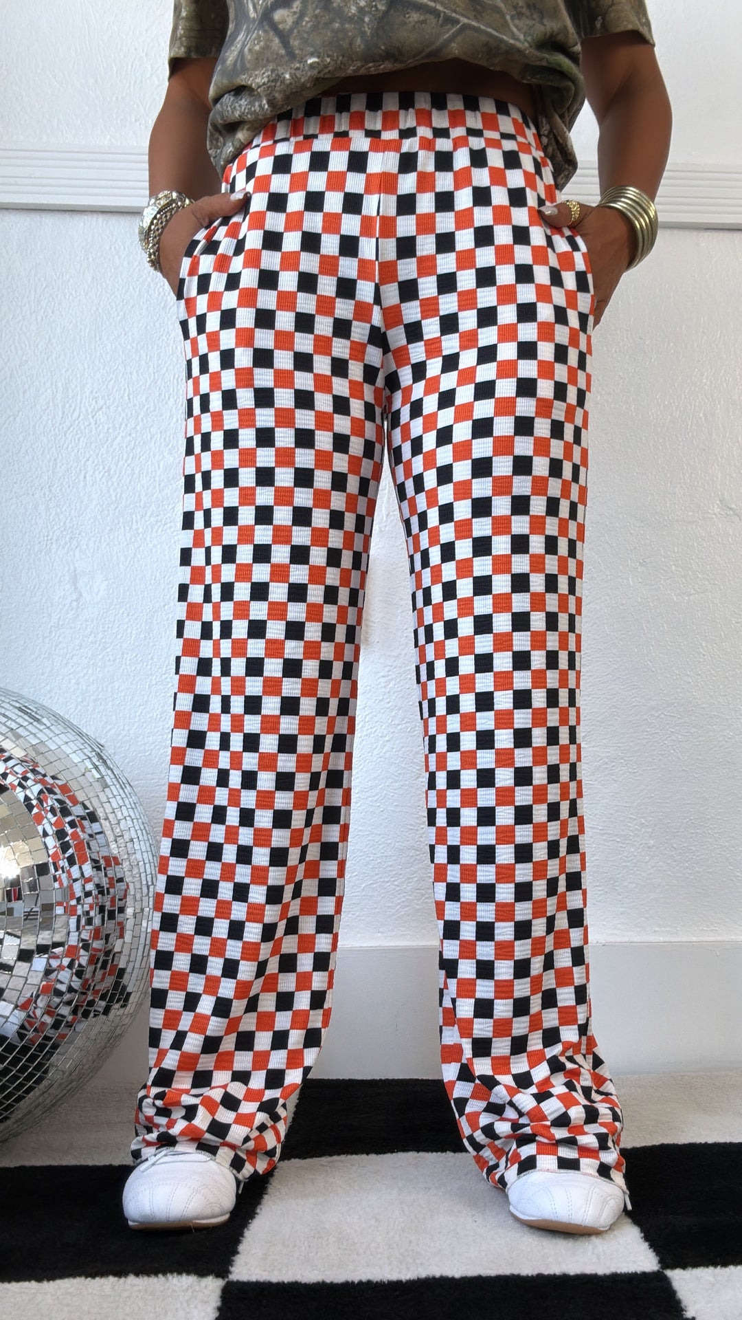 ECB Exclusive : Kickin' It Checkered Pant, Orange/Black