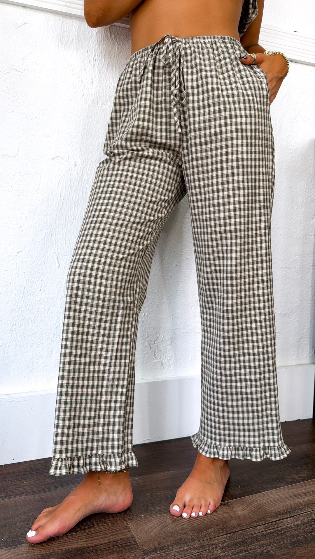 Romey Two Piece Set, Olive/Taupe Plaid