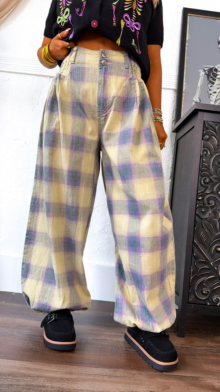 Open Air Plaid Pants, Sage Multi