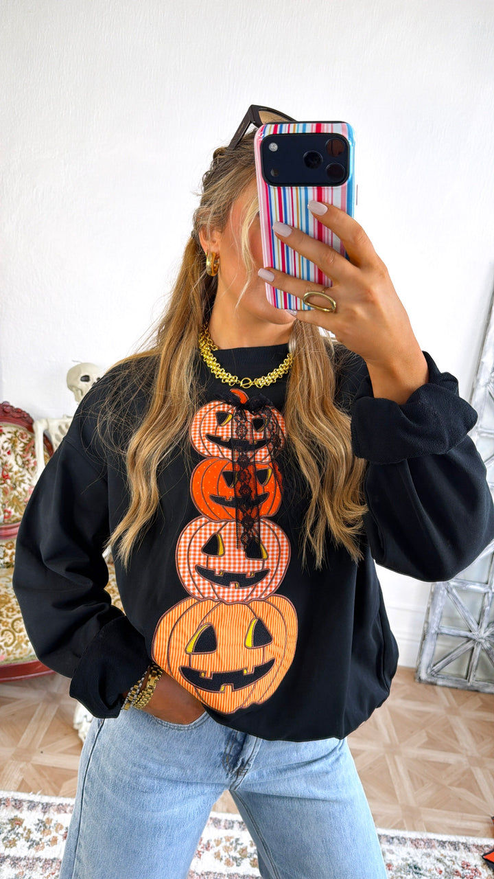Pumpkin Patch Crewneck Sweatshirt, Black
