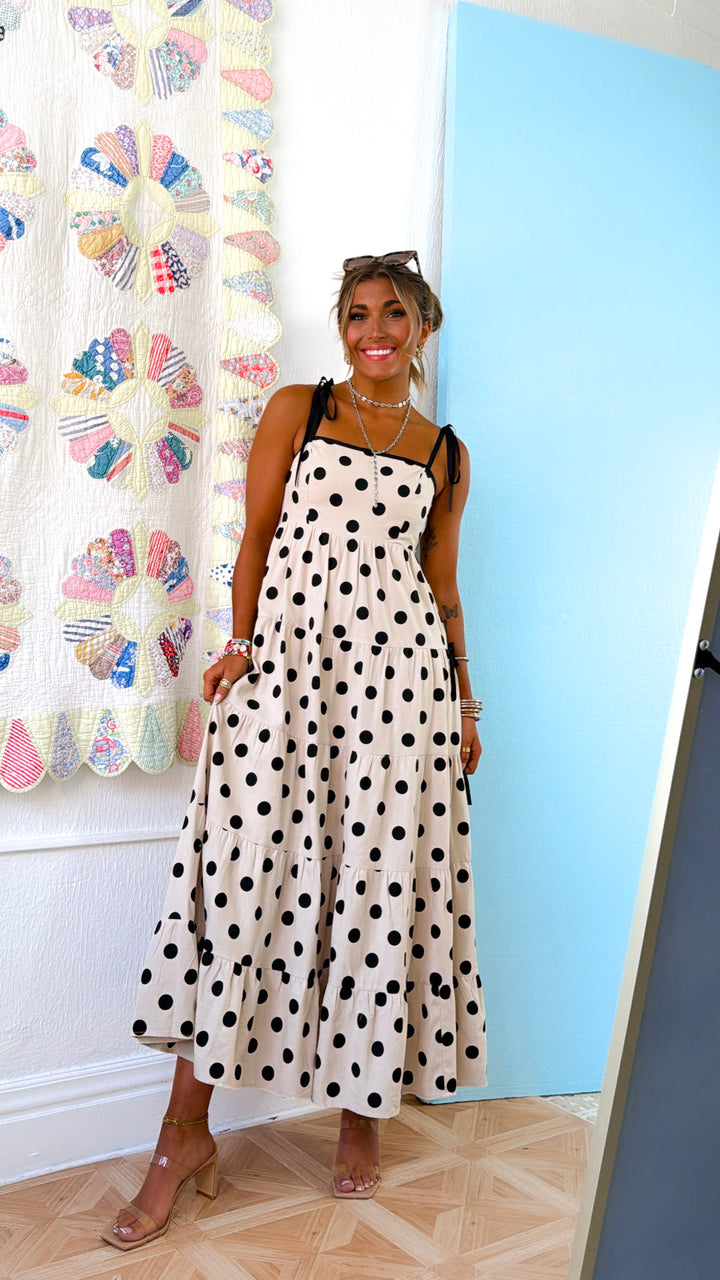 Summer Vows Midi Dress, Ecru/Black