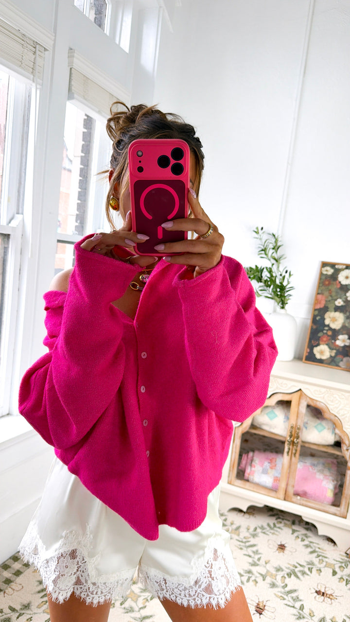 Penelope Knit Cardigan, Fuchsia