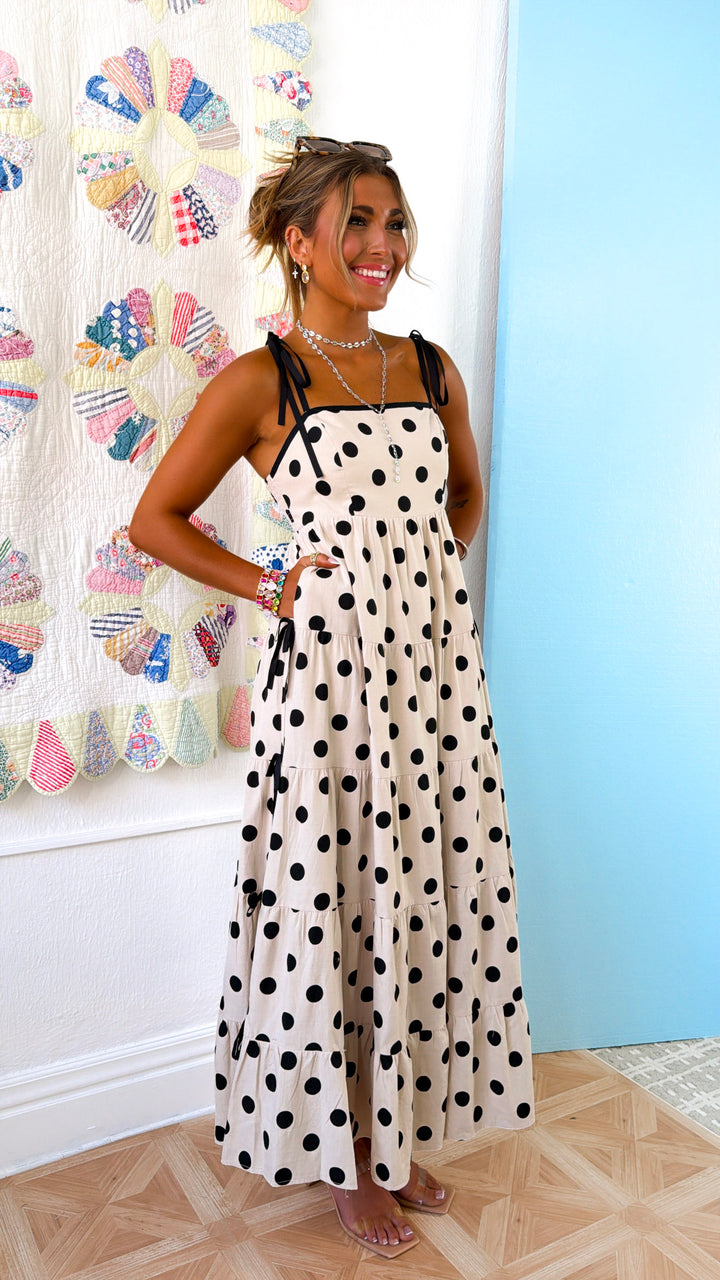 Summer Vows Midi Dress, Ecru/Black