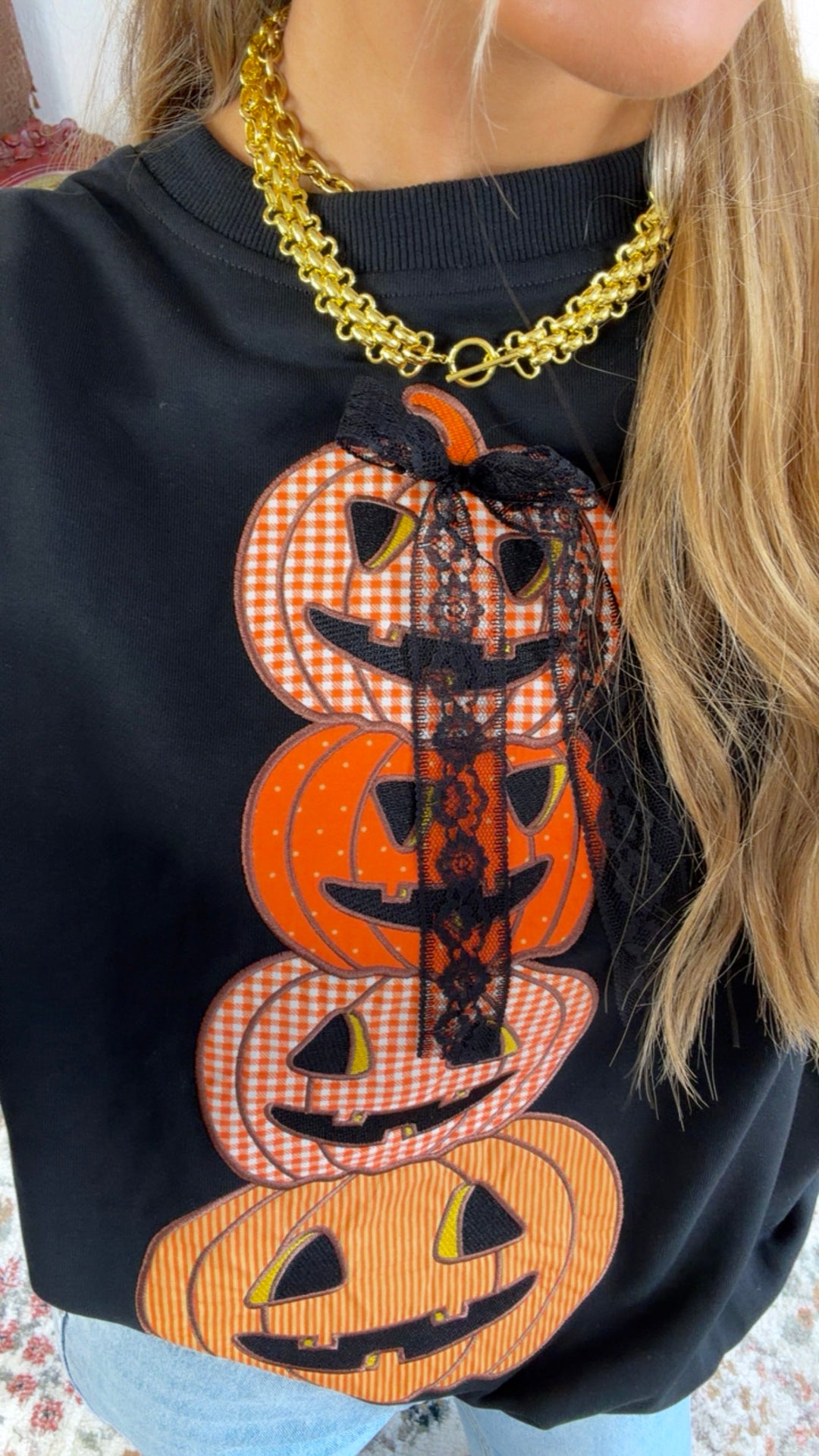 Pumpkin Patch Crewneck Sweatshirt, Black