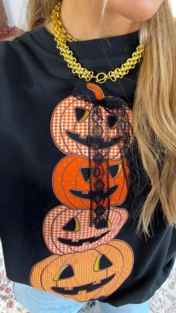 Pumpkin Patch Crewneck Sweatshirt, Black