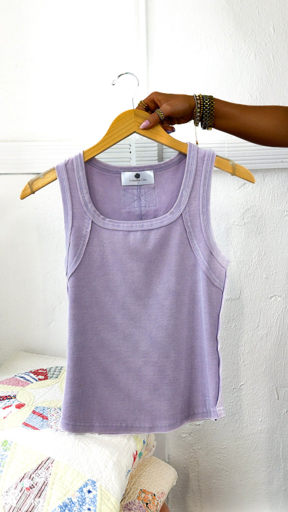 HAZE SUMMER COOLING TANKTOP ② Simply Ribbed Tank Top, Lavender Haze – Everyday Chic Boutique