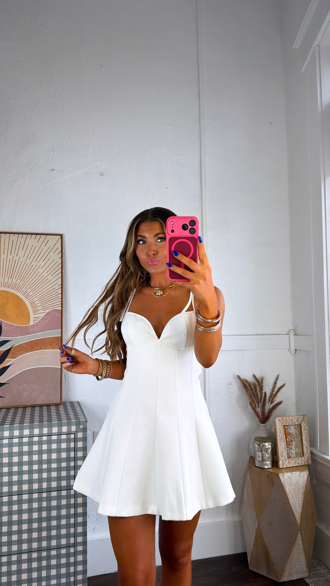 Clover Petal Mini Dress, Off White