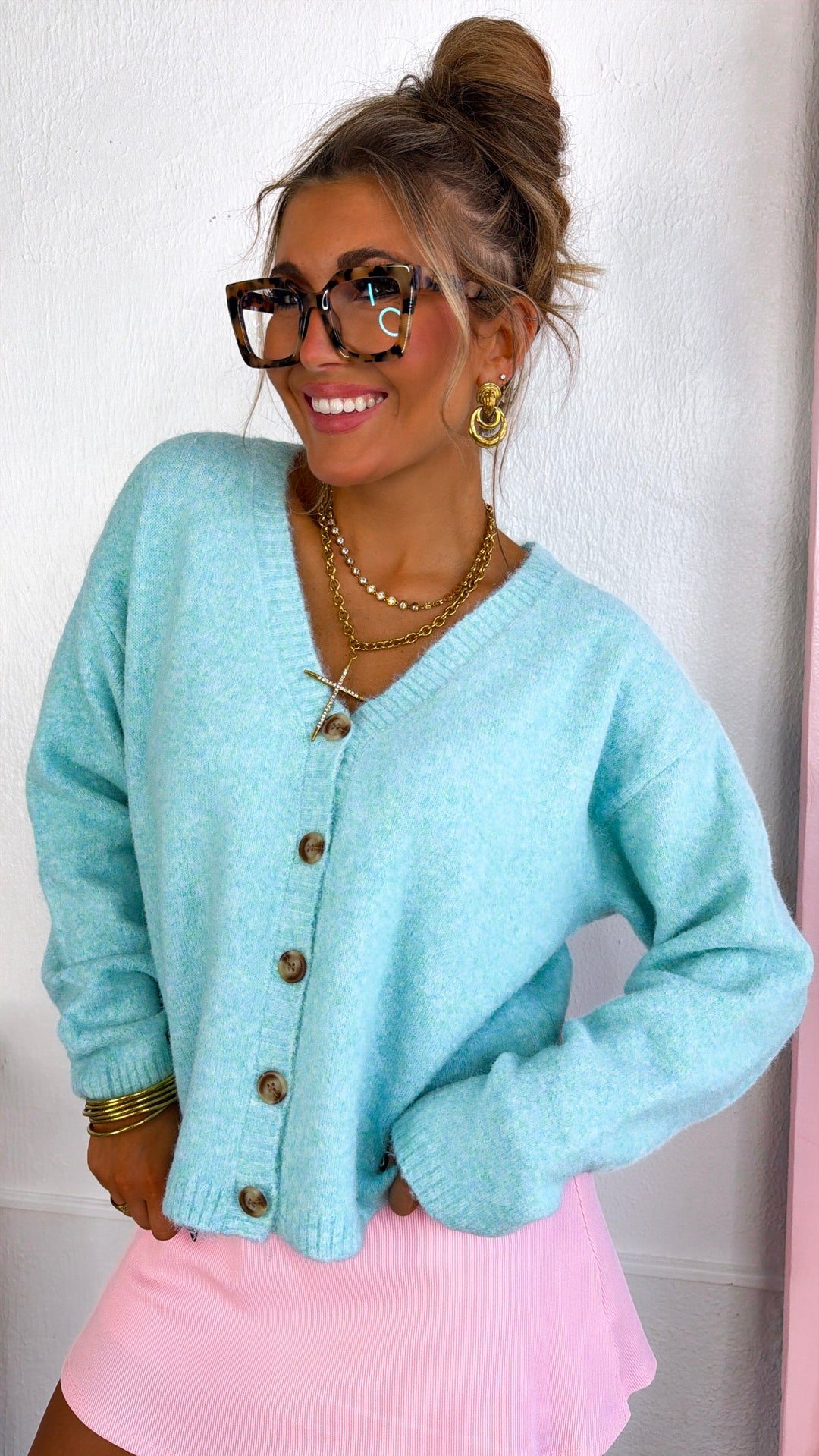 Haven Knit Cardigan, Capris Blue