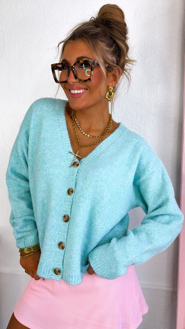 Haven Knit Cardigan, Capris Blue