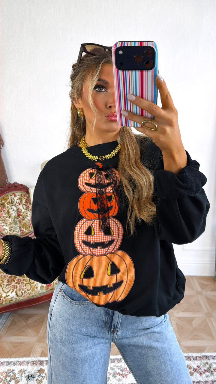 Pumpkin Patch Crewneck Sweatshirt, Black