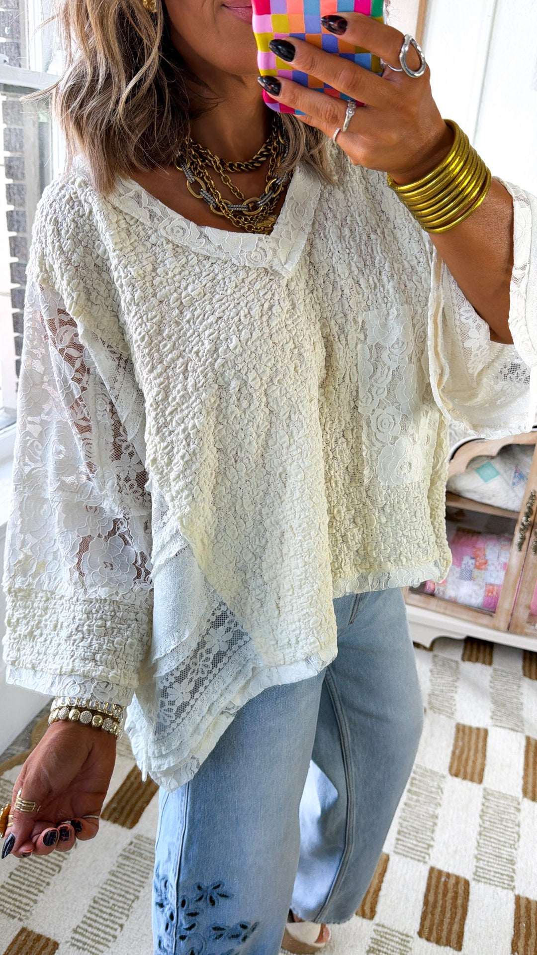 Celeste Textured Top, Cream