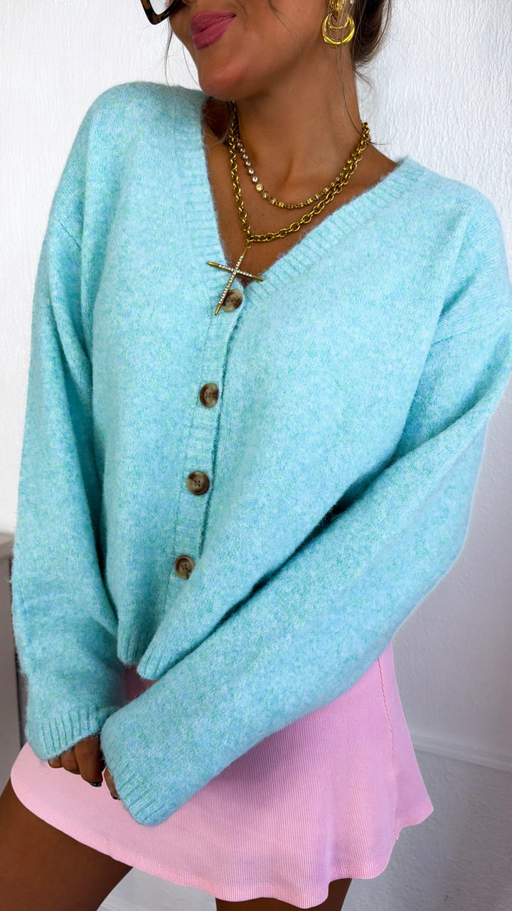 Haven Knit Cardigan, Capris Blue