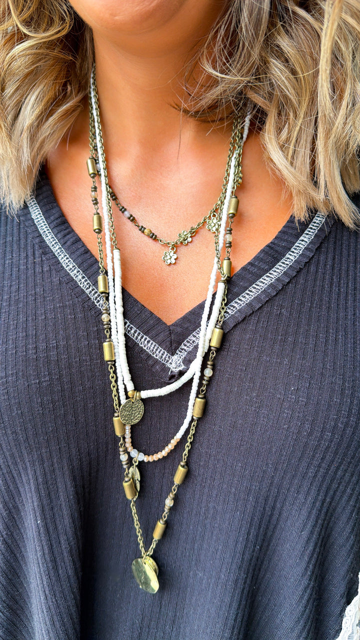 Montana Road Layered Necklace, Ivory