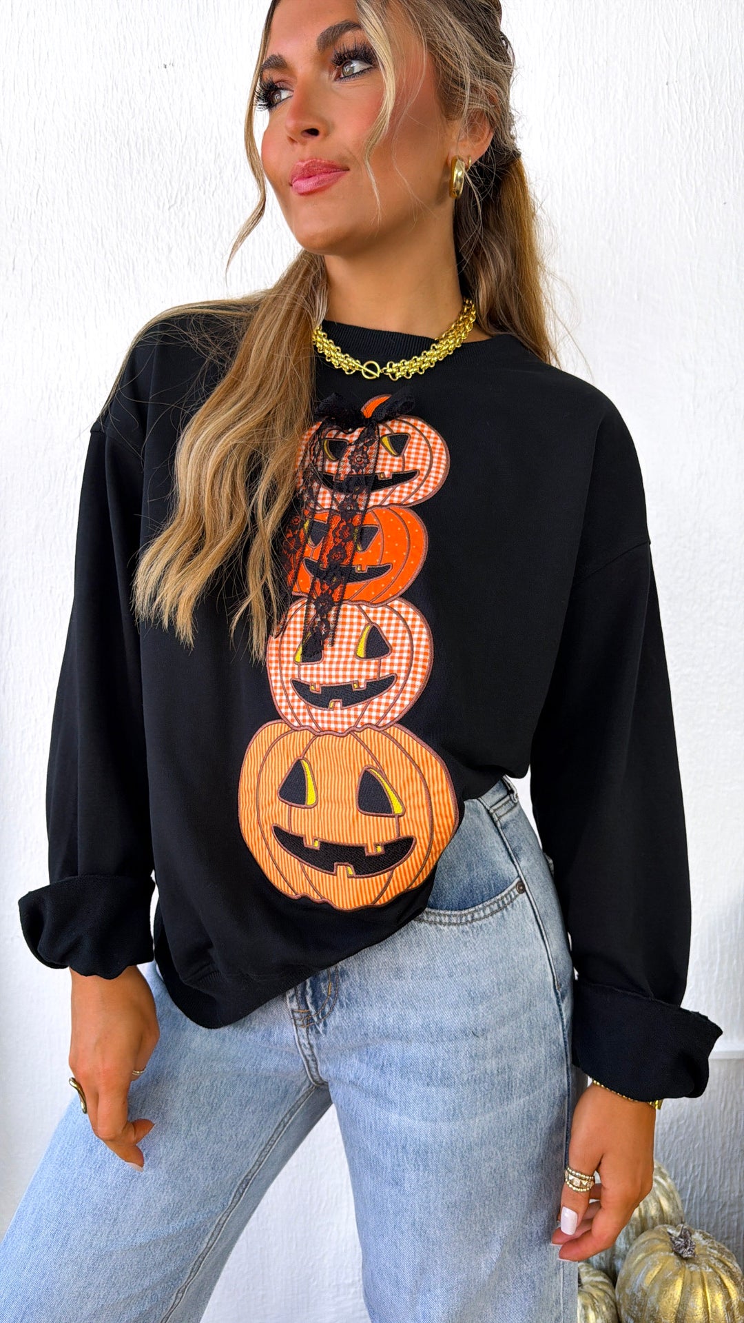 Pumpkin Patch Crewneck Sweatshirt, Black