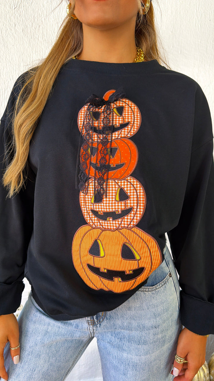 Pumpkin Patch Crewneck Sweatshirt, Black