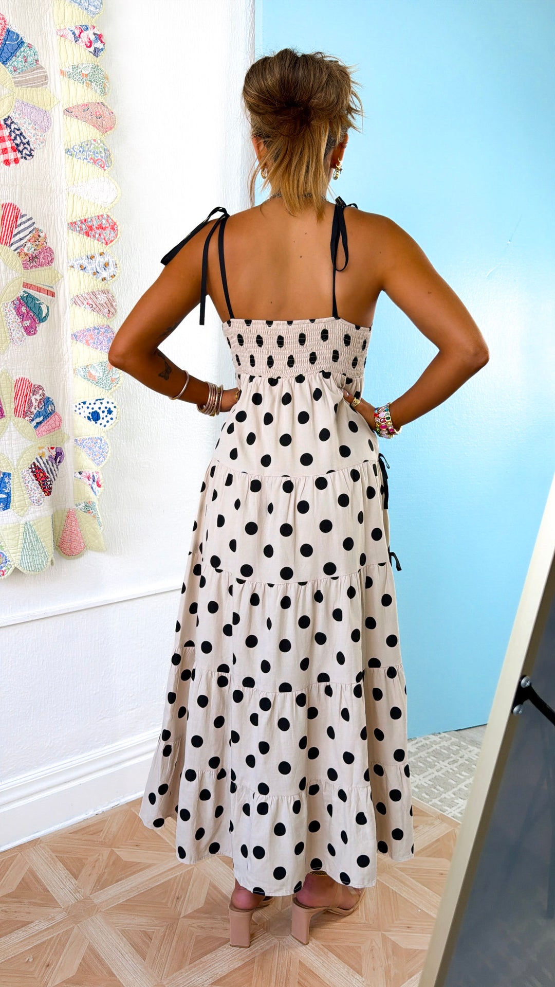 Summer Vows Midi Dress, Ecru/Black