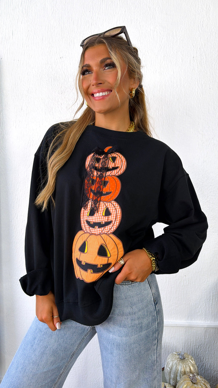Pumpkin Patch Crewneck Sweatshirt, Black