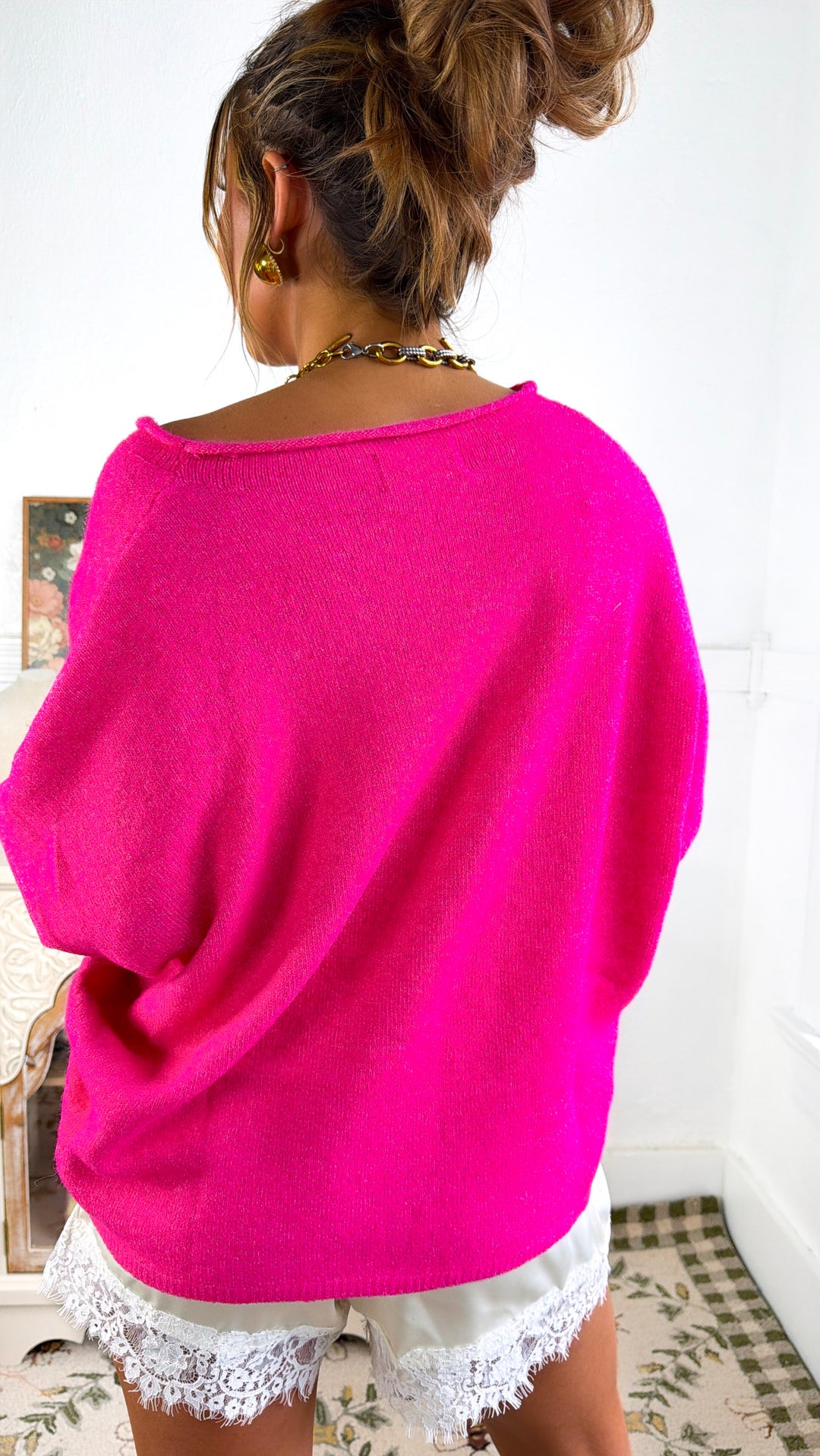 Penelope Knit Cardigan, Fuchsia