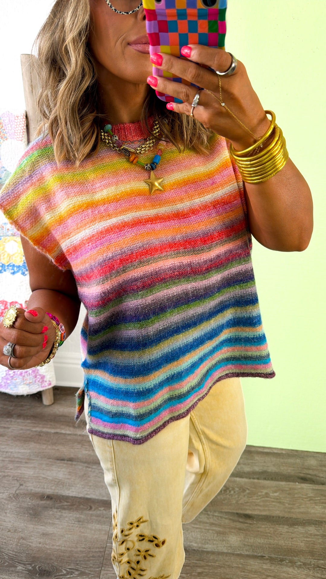 Painted Skies Knit Sweater Tank, Rainbow
