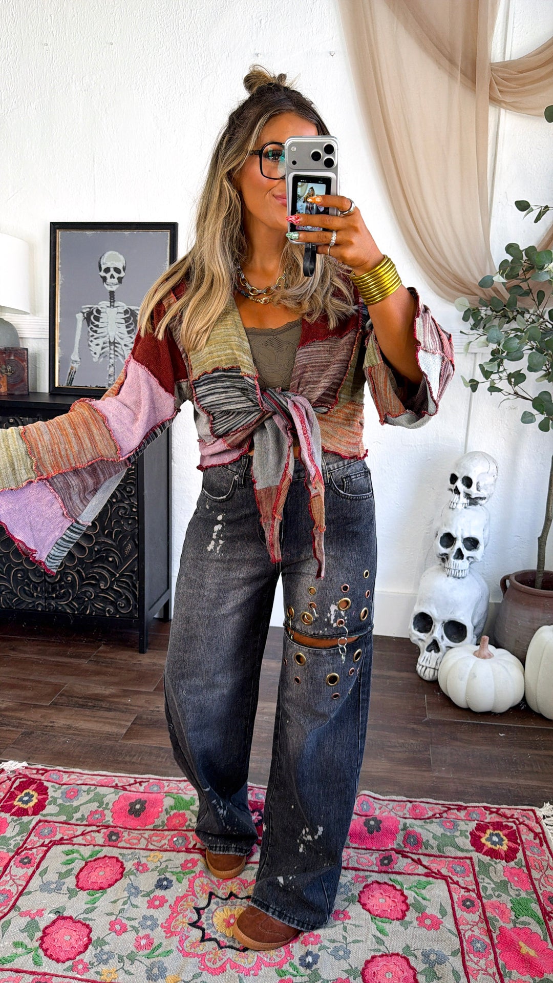 Yellow Springs Patch Cardigan, Powder Brick