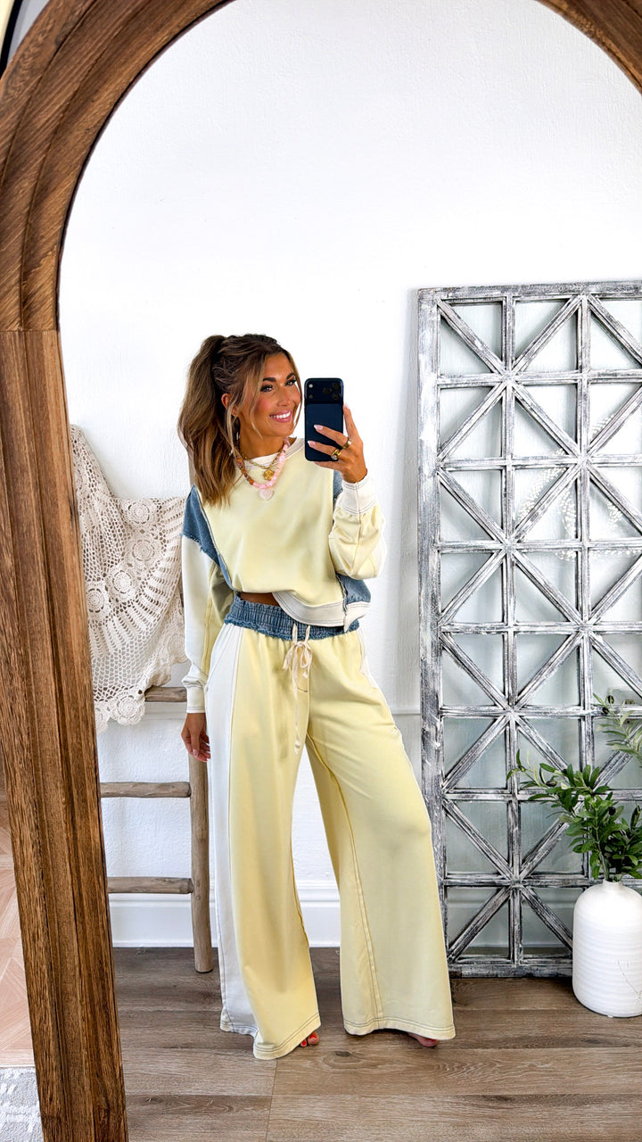 Hudson Drawstring Pant, Lemon Cream