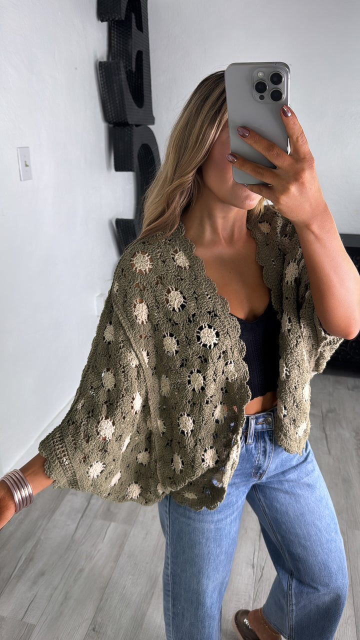 Harvest Drape Cardigan, Olive/Almond