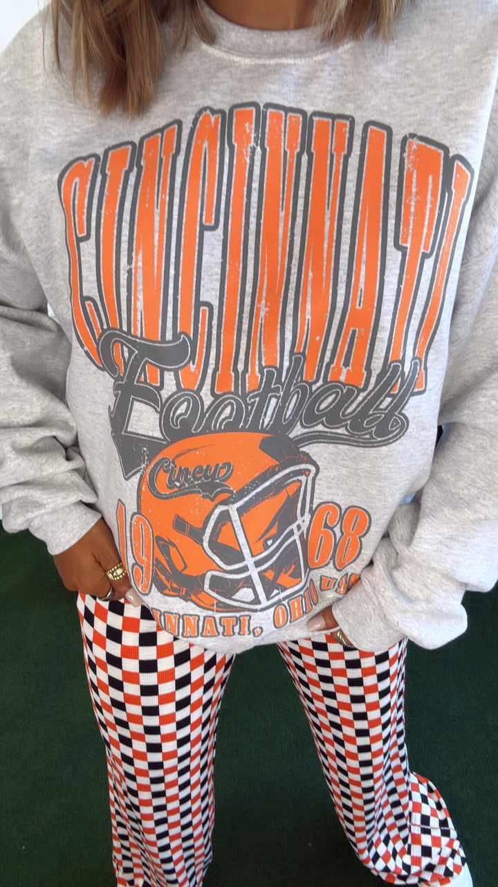 90's Cincinnati Football Oversized Sweatshirt, Grey