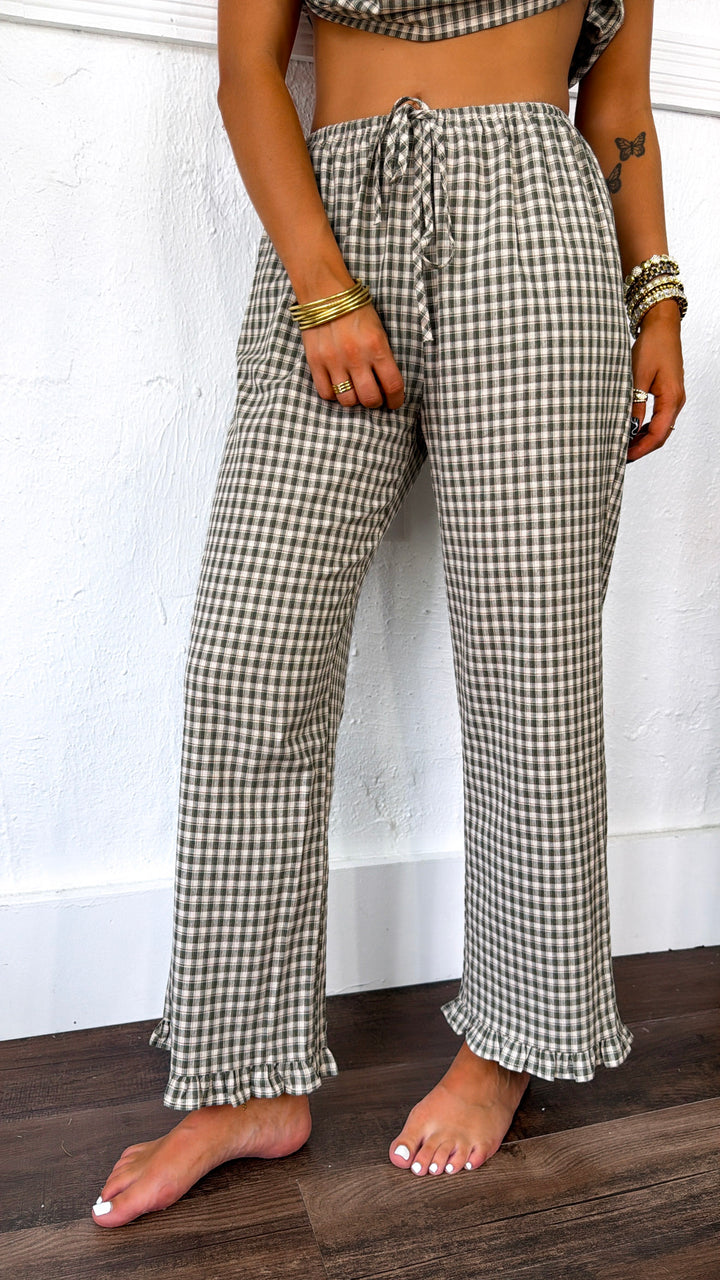 Romey Two Piece Set, Olive/Taupe Plaid