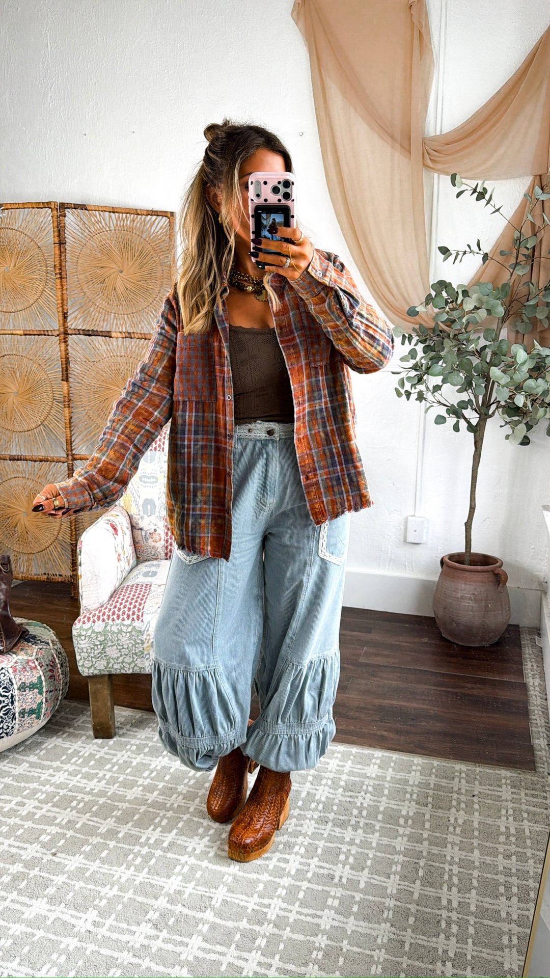 At The Campgrounds Relaxed Flannel, Washed Amber