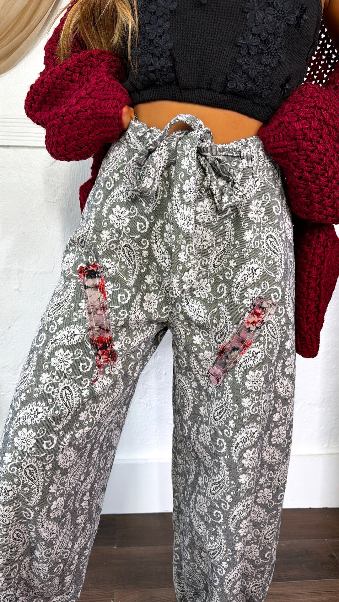 Wild Paisley Jogger Pant, Black Multi