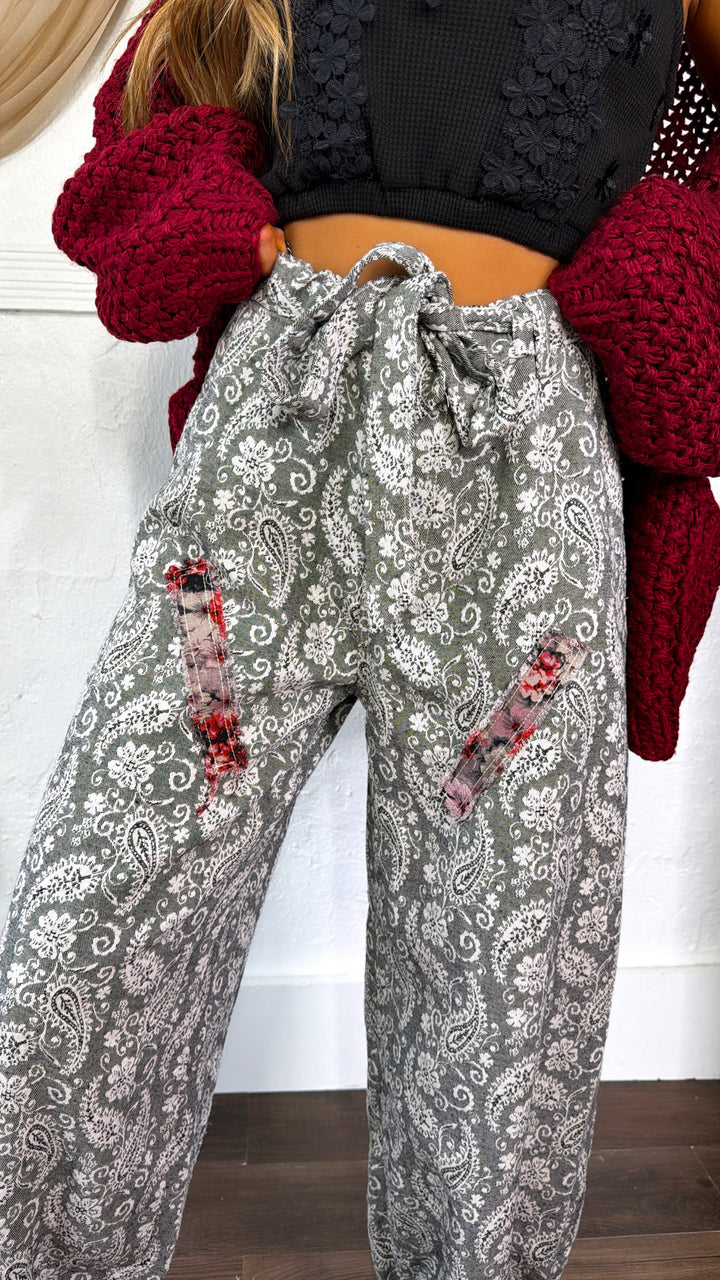 Wild Paisley Jogger Pant, Black Multi