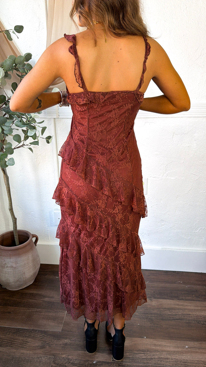 Secrets Of Us Ruffled Dress, Brown