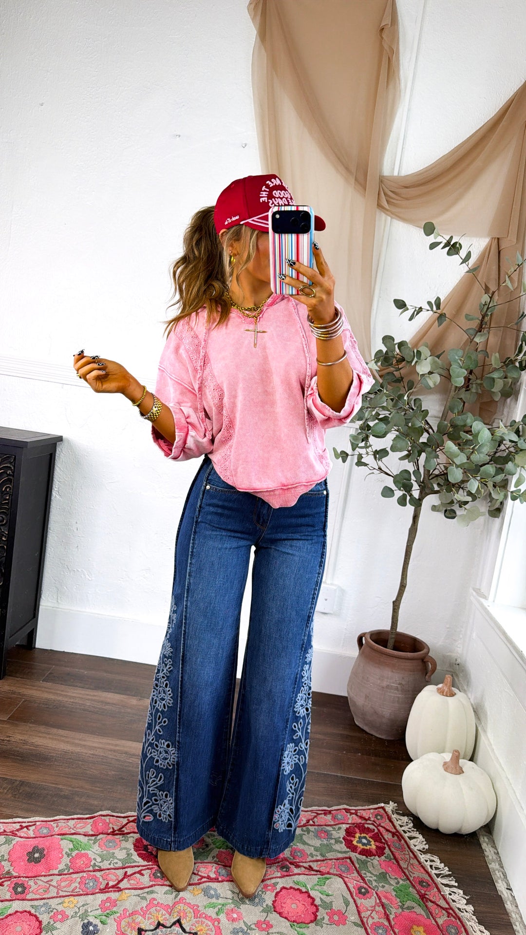 Charlie Hooded Trimmed Top, Strawberry