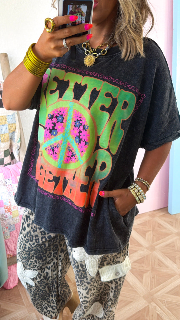 Peace & Better Together Graphic Tee, DK. Grey