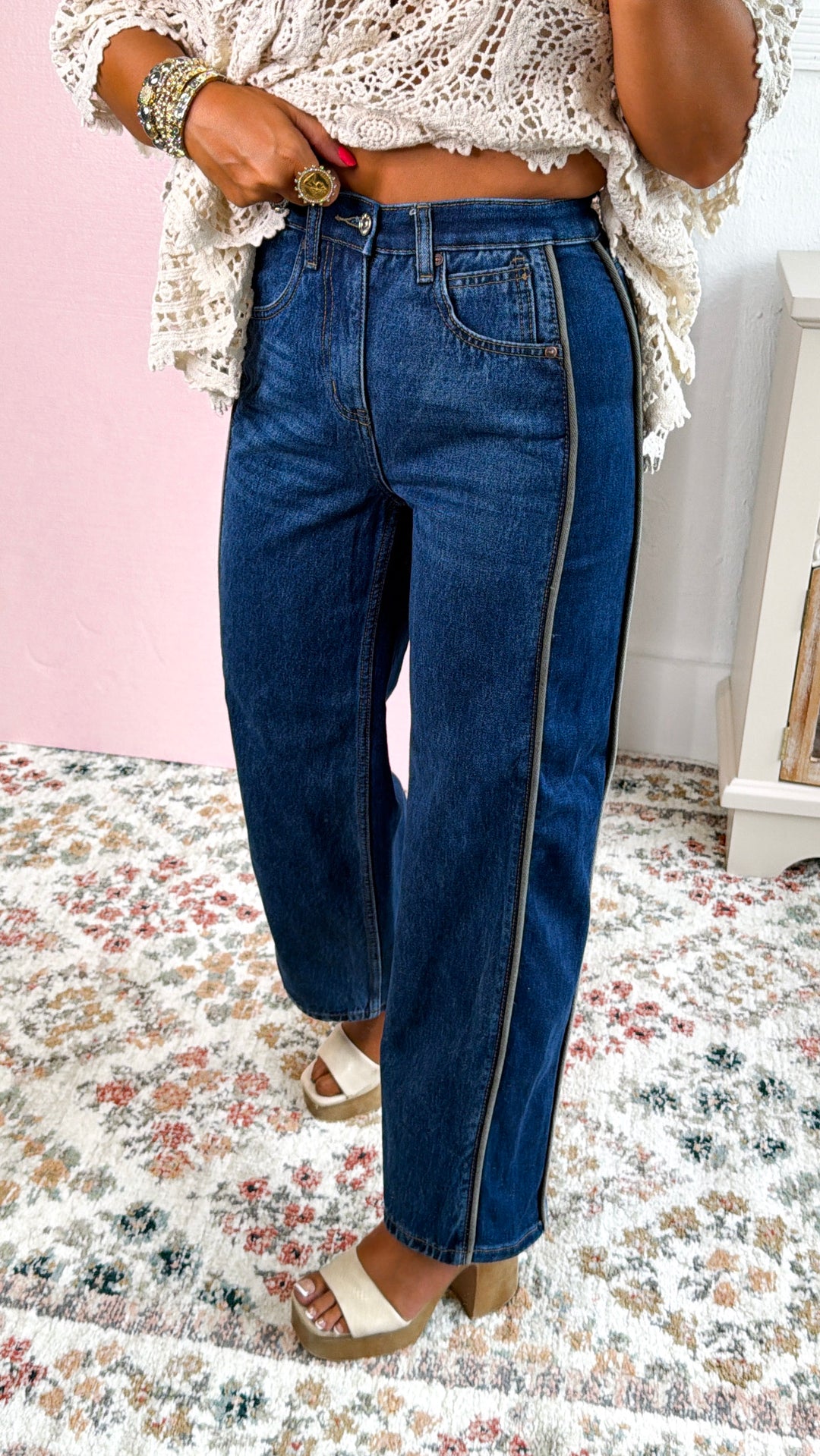 Stephan Barrel Curve Jeans, Dark