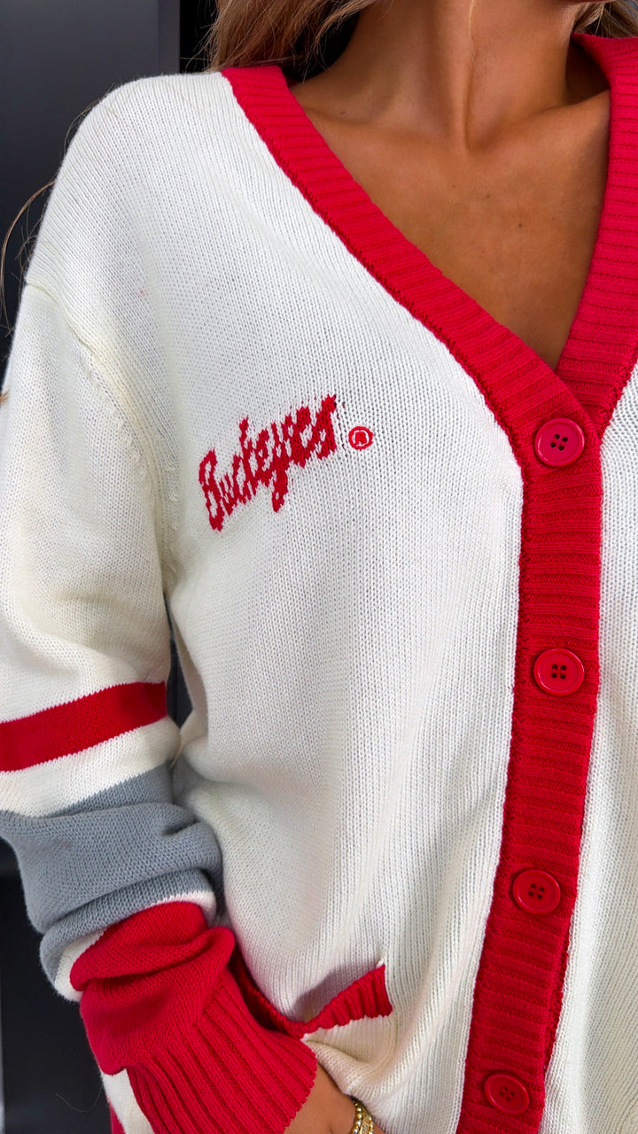 Must Have Buckeye Ohio State Cardigan, Red/Ivory