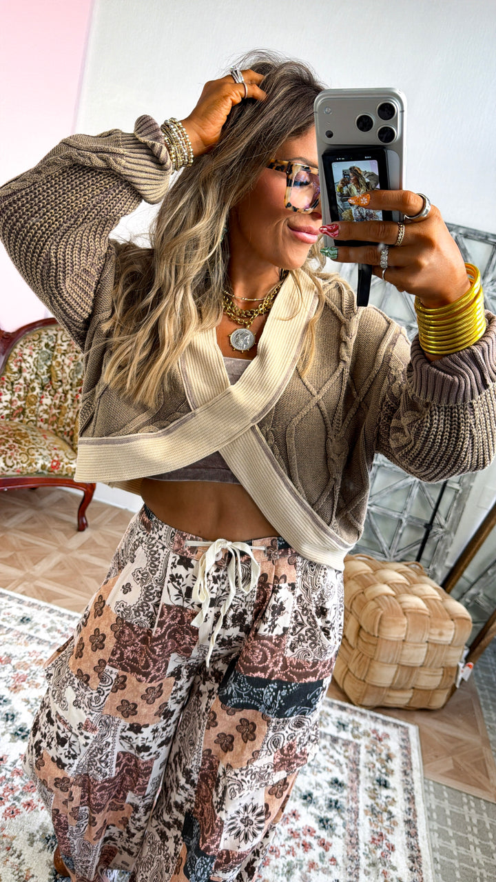Paisley Patch Pants, Taupe Multi