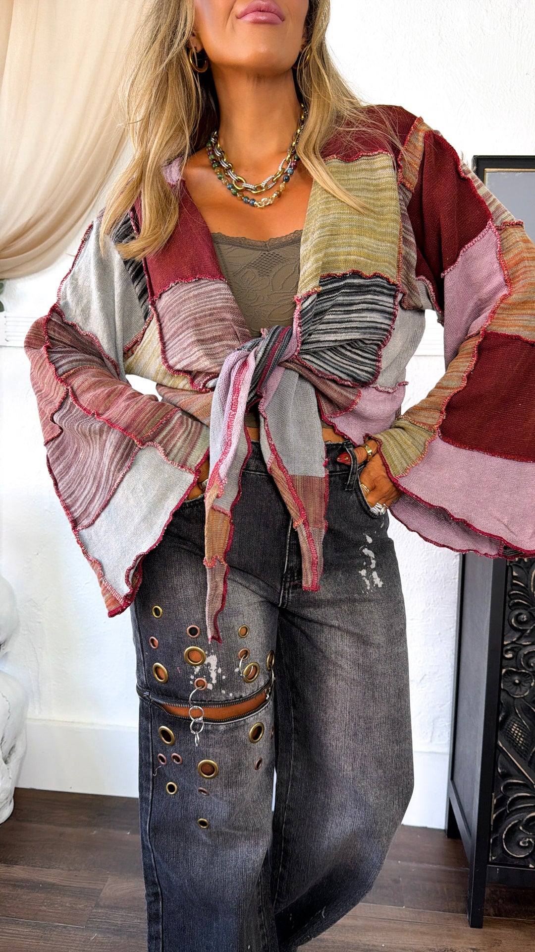 Yellow Springs Patch Cardigan, Powder Brick