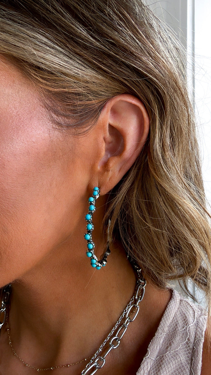 Metal Tone Western Stone Hoop