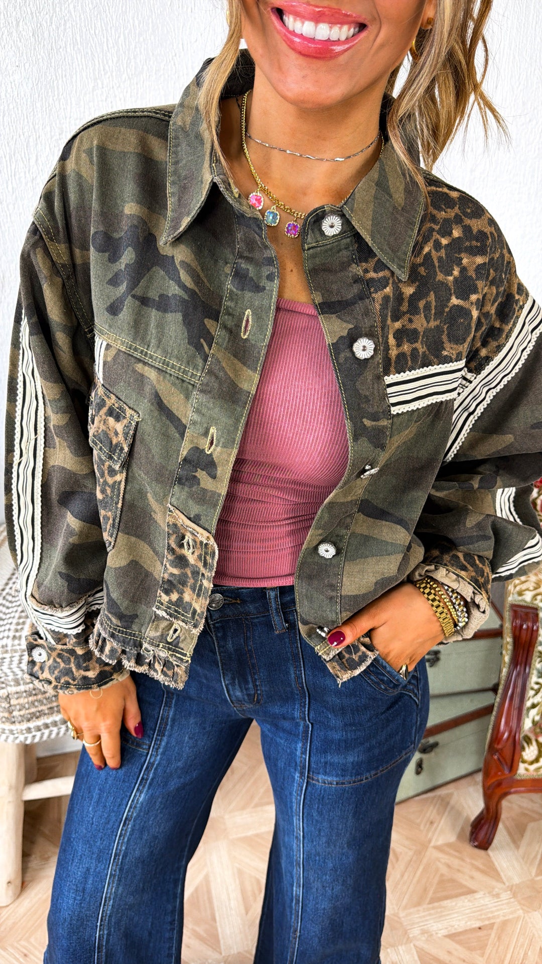 Raw Edgy Camo Jacket, Olive