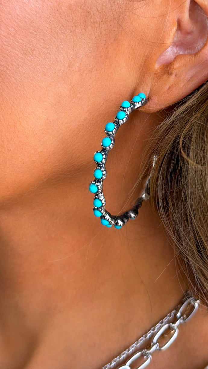 Metal Tone Western Stone Hoop